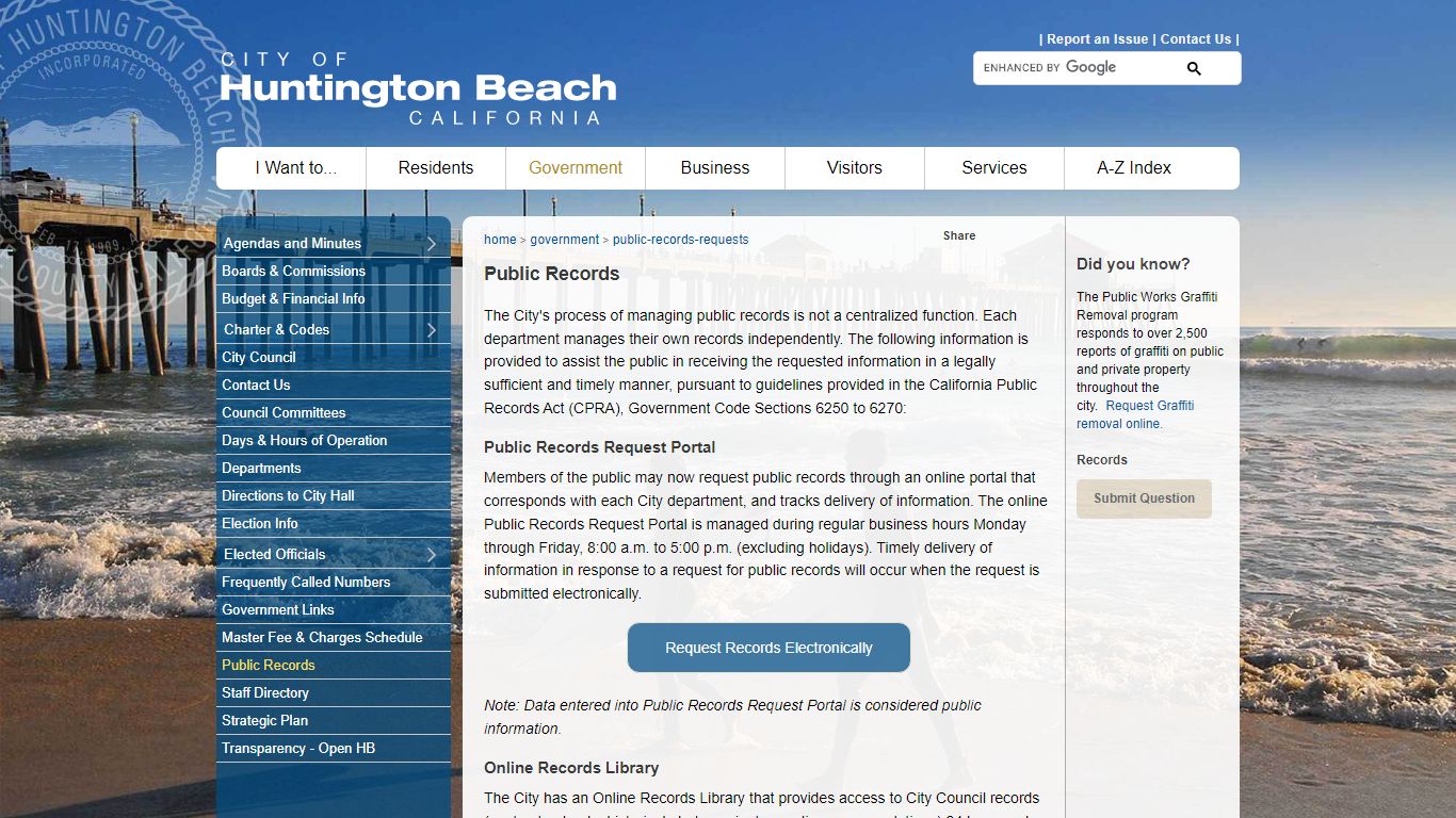 City of Huntington Beach, CA - Public Records